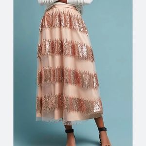 Eva Franco blush sequined skirt nwt